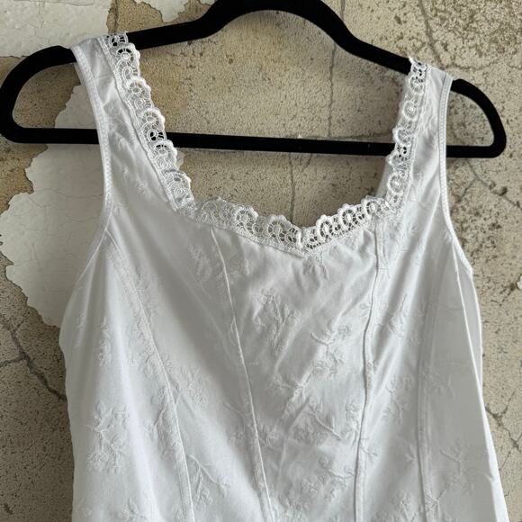 Arianne Tank Top White Lace Trim Embroidered Cami Romantic Y2K Corset Women's M - Picture 4 of 8